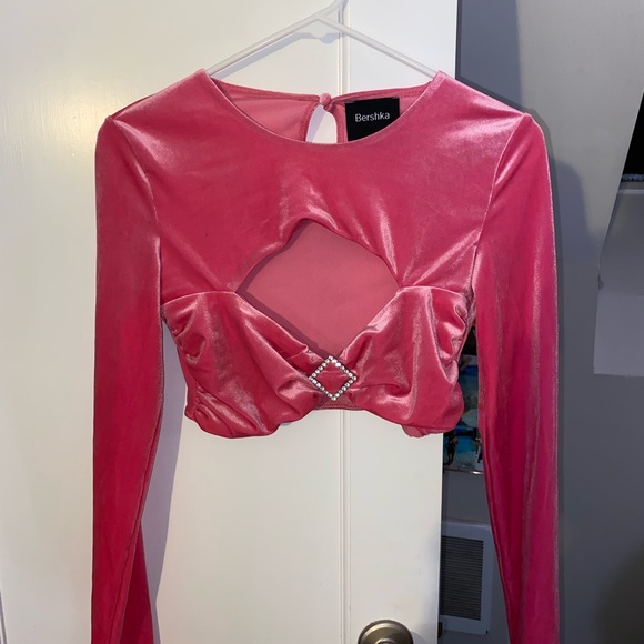 Bershka Pink Velvet Top - Picture 1 of 3